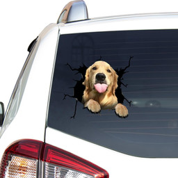 Golden Retriever Dog Breeds Dogs Puppy Crack Window Decal Custom 3d Car Decal Vinyl Aesthetic Decal Funny Stickers Cute Gift Ideas Ae10568 Car Vinyl Decal Sticker Window Decals, Peel and Stick Wall Decals