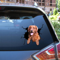 Golden Retriever Dog Breeds Dogs Puppy Crack Window Decal Custom 3d Car Decal Vinyl Aesthetic Decal Funny Stickers Cute Gift Ideas Ae10570 Car Vinyl Decal Sticker Window Decals, Peel and Stick Wall Decals 12x12IN 2PCS
