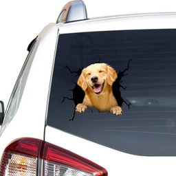Golden Retriever Dog Breeds Dogs Puppy Crack Window Decal Custom 3d Car Decal Vinyl Aesthetic Decal Funny Stickers Cute Gift Ideas Ae10584 Car Vinyl Decal Sticker Window Decals, Peel and Stick Wall Decals