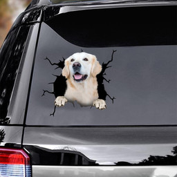 Golden Retriever Dog Breeds Dogs Puppy Crack Window Decal Custom 3d Car Decal Vinyl Aesthetic Decal Funny Stickers Home Decor Gift Ideas Car Vinyl Decal Sticker Window Decals, Peel and Stick Wall Decals