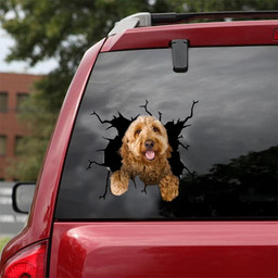 Goldendoodle Crack Window Decal Custom 3d Car Decal Vinyl Aesthetic Decal Funny Stickers Home Decor Gift Ideas Car Vinyl Decal Sticker Window Decals, Peel and Stick Wall Decals 18x18IN 2PCS