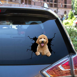 Goldendoodle Crack Window Decal Custom 3d Car Decal Vinyl Aesthetic Decal Funny Stickers Cute Gift Ideas Ae10586 Car Vinyl Decal Sticker Window Decals, Peel and Stick Wall Decals 12x12IN 2PCS