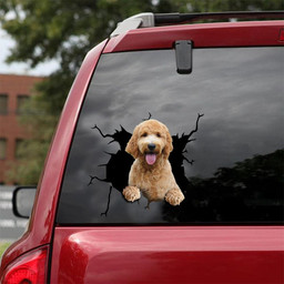 Goldendoodle Crack Window Decal Custom 3d Car Decal Vinyl Aesthetic Decal Funny Stickers Cute Gift Ideas Ae10586 Car Vinyl Decal Sticker Window Decals, Peel and Stick Wall Decals 18x18IN 2PCS