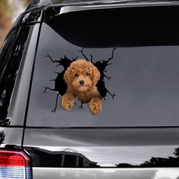 Goldendoodle Crack Window Decal Custom 3d Car Decal Vinyl Aesthetic Decal Funny Stickers Cute Gift Ideas Ae10590 Car Vinyl Decal Sticker Window Decals, Peel and Stick Wall Decals
