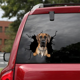 Great Dane Dog Breeds Dogs Puppy Crack Window Decal Custom 3d Car Decal Vinyl Aesthetic Decal Funny Stickers Cute Gift Ideas Ae10596 Car Vinyl Decal Sticker Window Decals, Peel and Stick Wall Decals 18x18IN 2PCS
