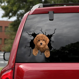 Goldendoodle Crack Window Decal Custom 3d Car Decal Vinyl Aesthetic Decal Funny Stickers Cute Gift Ideas Ae10590 Car Vinyl Decal Sticker Window Decals, Peel and Stick Wall Decals 18x18IN 2PCS