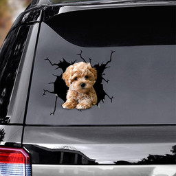 Goldendoodle Crack Decals Funny For Dog Lover Car Vinyl Decal Sticker Window Decals, Peel and Stick Wall Decals