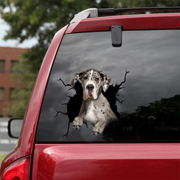 Great Dane Dog Breeds Dogs Puppy Crack Window Decal Custom 3d Car Decal Vinyl Aesthetic Decal Funny Stickers Cute Gift Ideas Ae10604 Car Vinyl Decal Sticker Window Decals, Peel and Stick Wall Decals 18x18IN 2PCS