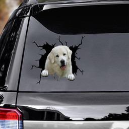 Great Pyrenees Crack Window Decal Custom 3d Car Decal Vinyl Aesthetic Decal Funny Stickers Cute Gift Ideas Ae10618 Car Vinyl Decal Sticker Window Decals, Peel and Stick Wall Decals
