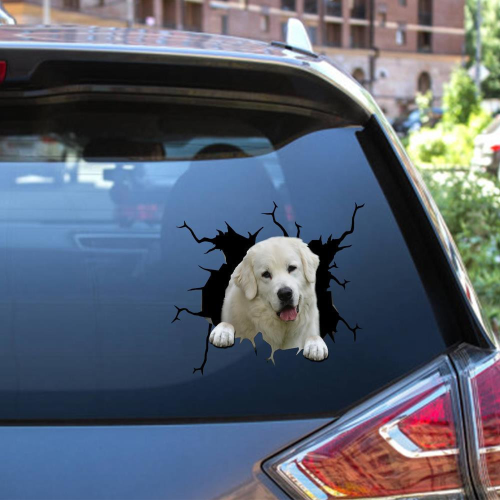 Great Pyrenees Crack Window Decal Custom 3d Car Decal Vinyl Aesthetic Decal Funny Stickers Cute Gift Ideas Ae10618 Car Vinyl Decal Sticker Window Decals, Peel and Stick Wall Decals 12x12IN 2PCS
