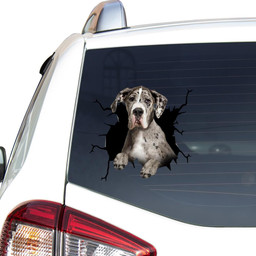 Great Dane Dog Breeds Dogs Puppy Crack Window Decal Custom 3d Car Decal Vinyl Aesthetic Decal Funny Stickers Cute Gift Ideas Ae10604 Car Vinyl Decal Sticker Window Decals, Peel and Stick Wall Decals