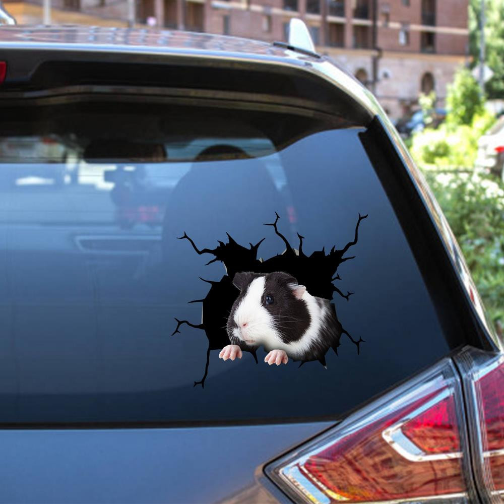 Guinea Pig Crack Window Decal Custom 3d Car Decal Vinyl Aesthetic Decal Funny Stickers Cute Gift Ideas Ae10635 Car Vinyl Decal Sticker Window Decals, Peel and Stick Wall Decals 12x12IN 2PCS