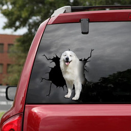 Great Pyrenees Crack Window Decal Custom 3d Car Decal Vinyl Aesthetic Decal Funny Stickers Home Decor Gift Ideas Car Vinyl Decal Sticker Window Decals, Peel and Stick Wall Decals 18x18IN 2PCS