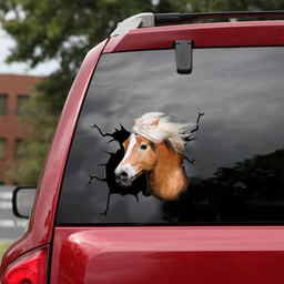Haflinger Horse Crack Window Decal Custom 3d Car Decal Vinyl Aesthetic Decal Funny Stickers Home Decor Gift Ideas Car Vinyl Decal Sticker Window Decals, Peel and Stick Wall Decals 18x18IN 2PCS