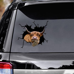 Highland Cow Crack Window Decal Custom 3d Car Decal Vinyl Aesthetic Decal Funny Stickers Home Decor Gift Ideas Car Vinyl Decal Sticker Window Decals, Peel and Stick Wall Decals