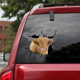 Highland Cow Crack Window Decal Custom 3d Car Decal Vinyl Aesthetic Decal Funny Stickers Cute Gift Ideas Ae10656 Car Vinyl Decal Sticker Window Decals, Peel and Stick Wall Decals 18x18IN 2PCS