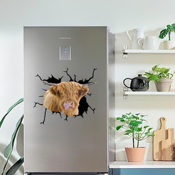 Highland Cow Crack Window Decal Custom 3d Car Decal Vinyl Aesthetic Decal Funny Stickers Cute Gift Ideas Ae10656 Car Vinyl Decal Sticker Window Decals, Peel and Stick Wall Decals