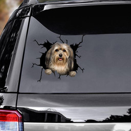 Havanese Crack Window Decal Custom 3d Car Decal Vinyl Aesthetic Decal Funny Stickers Cute Gift Ideas Ae10640 Car Vinyl Decal Sticker Window Decals, Peel and Stick Wall Decals