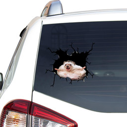 Hedgehog Crack Window Decal Custom 3d Car Decal Vinyl Aesthetic Decal Funny Stickers Cute Gift Ideas Ae10650 Car Vinyl Decal Sticker Window Decals, Peel and Stick Wall Decals