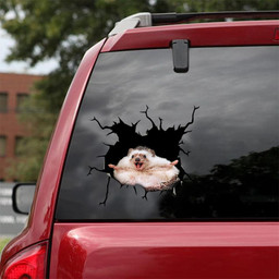 Hedgehog Crack Window Decal Custom 3d Car Decal Vinyl Aesthetic Decal Funny Stickers Cute Gift Ideas Ae10650 Car Vinyl Decal Sticker Window Decals, Peel and Stick Wall Decals 18x18IN 2PCS