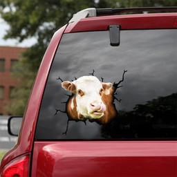 Hereford Cattle Crack Window Decal Custom 3d Car Decal Vinyl Aesthetic Decal Funny Stickers Home Decor Gift Ideas Car Vinyl Decal Sticker Window Decals, Peel and Stick Wall Decals 18x18IN 2PCS