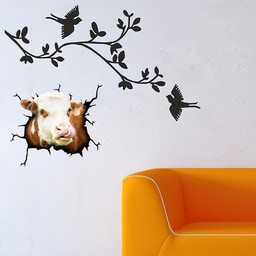 Hereford Cattle Crack Window Decal Custom 3d Car Decal Vinyl Aesthetic Decal Funny Stickers Home Decor Gift Ideas Car Vinyl Decal Sticker Window Decals, Peel and Stick Wall Decals