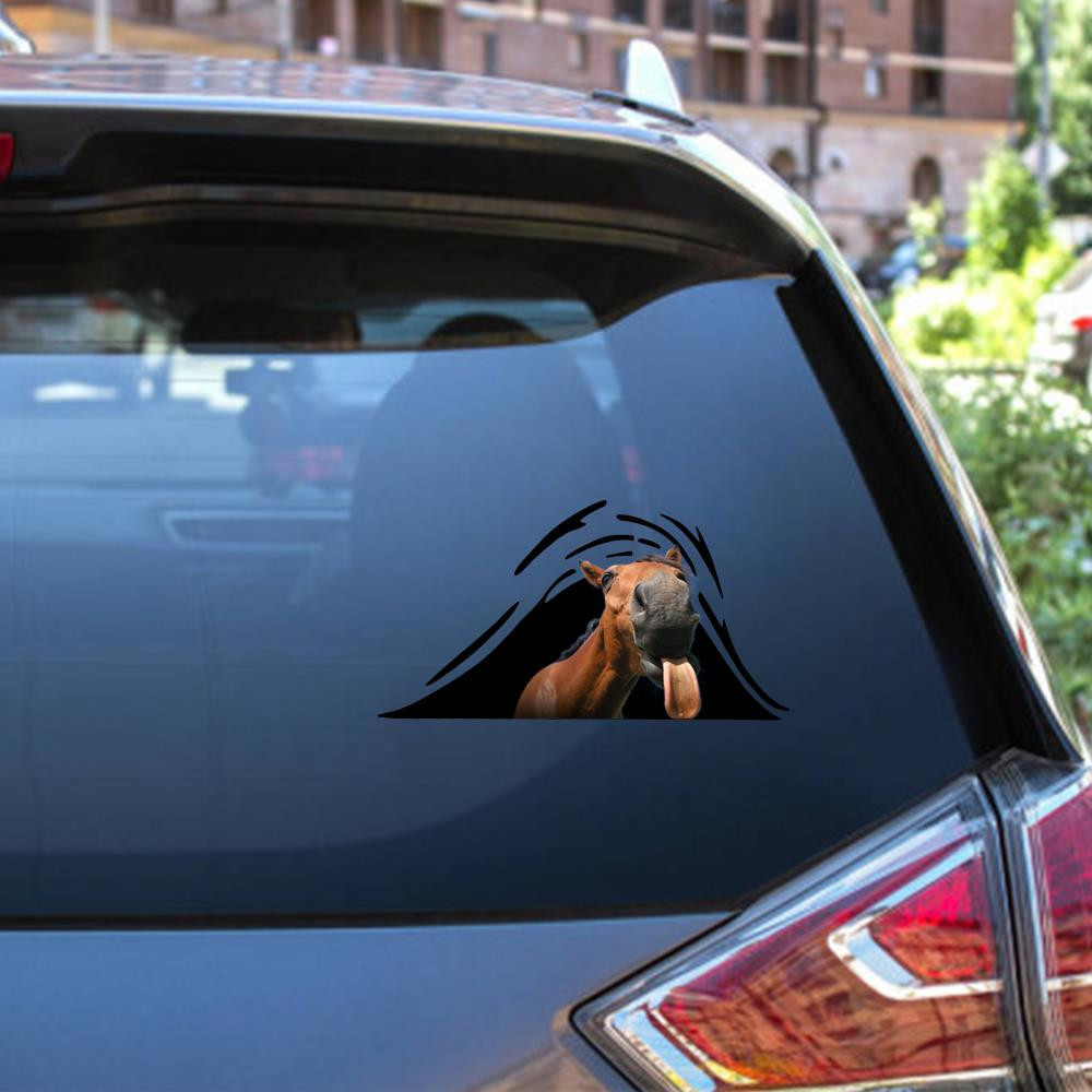 Horse Crack Window Decal Custom 3d Car Decal Vinyl Aesthetic Decal Funny Stickers Cute Gift Ideas Ae10660 Car Vinyl Decal Sticker Window Decals, Peel and Stick Wall Decals 12x12IN 2PCS