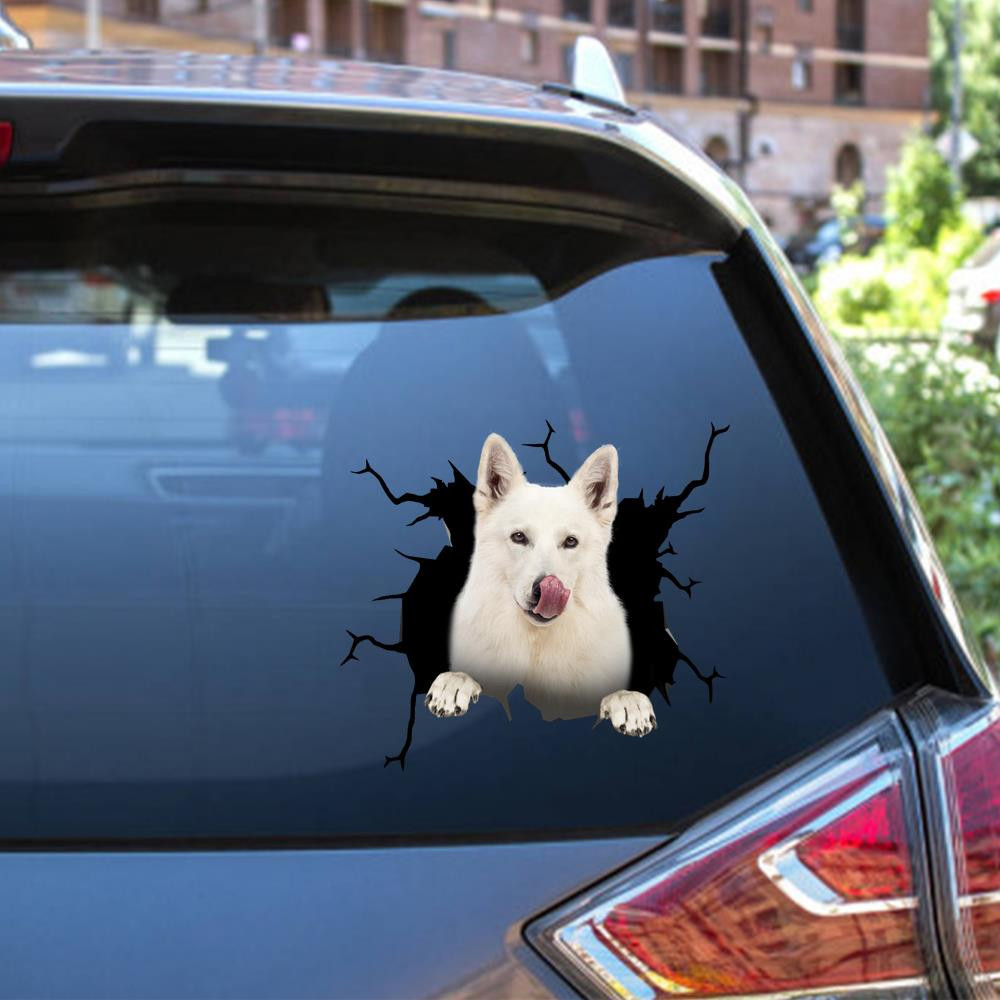 Husky Dog Crack Sticker Cute For Mother Day Car Vinyl Decal Sticker Window Decals, Peel and Stick Wall Decals 12x12IN 2PCS
