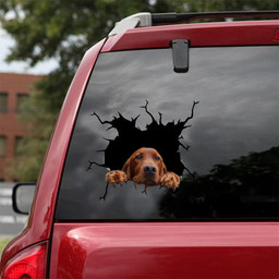 Irish Setters Crack Window Decal Custom 3d Car Decal Vinyl Aesthetic Decal Funny Stickers Cute Gift Ideas Ae10669 Car Vinyl Decal Sticker Window Decals, Peel and Stick Wall Decals 18x18IN 2PCS