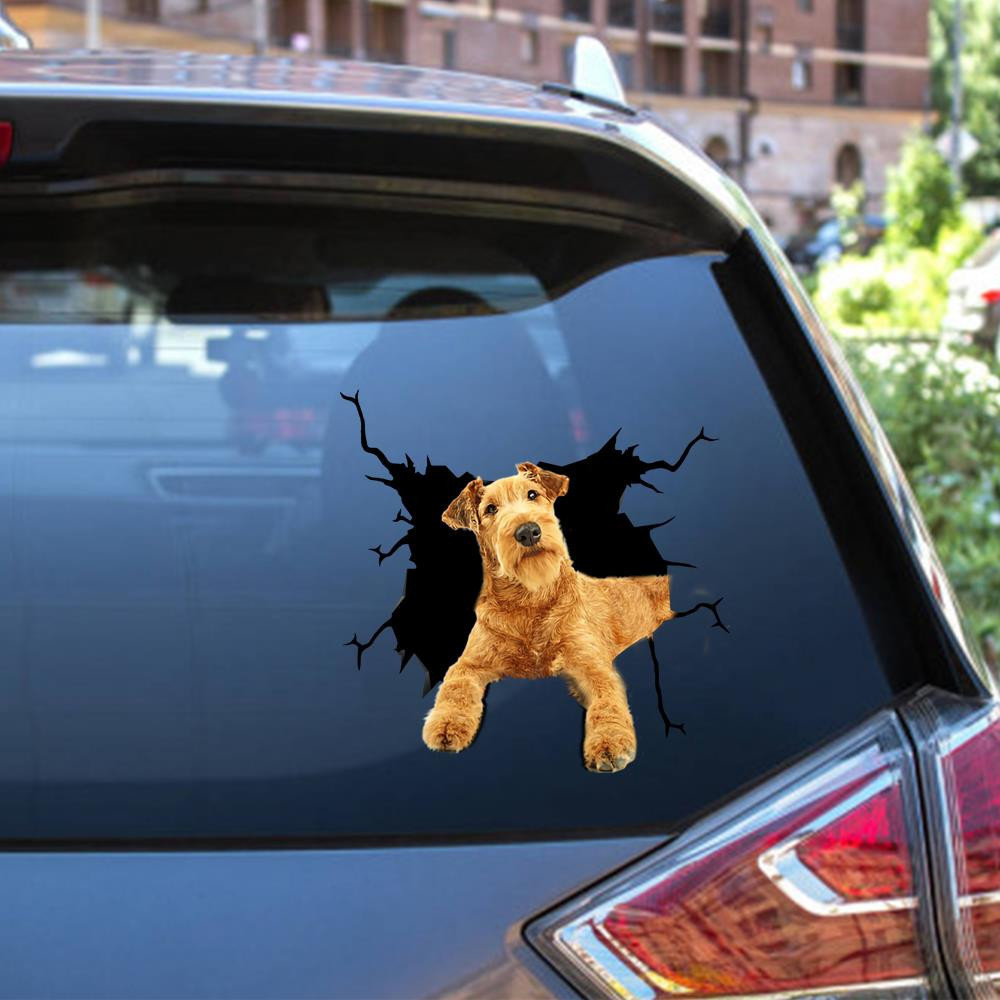 Irish Terrier Crack Sticker Birthday Gifts For Dad Car Vinyl Decal Sticker Window Decals, Peel and Stick Wall Decals 12x12IN 2PCS