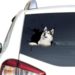 Husky Sibir Dog Crack Sticker Cute For Women Car Vinyl Decal Sticker Window Decals, Peel and Stick Wall Decals