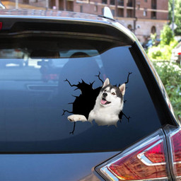 Husky Sibir Dog Crack Sticker Cute For Women Car Vinyl Decal Sticker Window Decals, Peel and Stick Wall Decals 12x12IN 2PCS