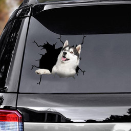 Husky Sibir Dog Crack Sticker Cute For Women Car Vinyl Decal Sticker Window Decals, Peel and Stick Wall Decals