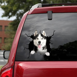 Husky Sibir Dog Crack Sticker Cute For Men Car Vinyl Decal Sticker Window Decals, Peel and Stick Wall Decals 18x18IN 2PCS