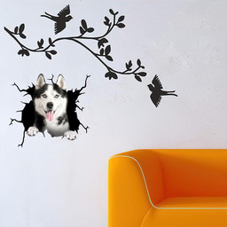 Husky Sibir Dog Crack Sticker Cute For Men Car Vinyl Decal Sticker Window Decals, Peel and Stick Wall Decals