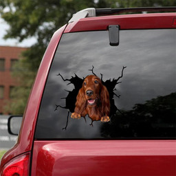 Irish Setter Crack Window Decal Custom 3d Car Decal Vinyl Aesthetic Decal Funny Stickers Home Decor Gift Ideas Car Vinyl Decal Sticker Window Decals, Peel and Stick Wall Decals 18x18IN 2PCS