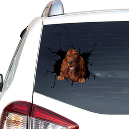 Irish Setter Crack Window Decal Custom 3d Car Decal Vinyl Aesthetic Decal Funny Stickers Home Decor Gift Ideas Car Vinyl Decal Sticker Window Decals, Peel and Stick Wall Decals
