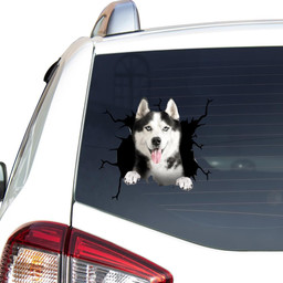 Husky Sibir Dog Crack Sticker Cute For Men Car Vinyl Decal Sticker Window Decals, Peel and Stick Wall Decals