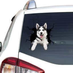 Husky Sibir Dog Crack Sticker Funny For Kids Car Vinyl Decal Sticker Window Decals, Peel and Stick Wall Decals