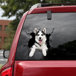Husky Sibir Dog Crack Sticker Funny For Kids Car Vinyl Decal Sticker Window Decals, Peel and Stick Wall Decals 18x18IN 2PCS