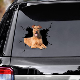 Irish Terrier Crack Window Decal Custom 3d Car Decal Vinyl Aesthetic Decal Funny Stickers Home Decor Gift Ideas Car Vinyl Decal Sticker Window Decals, Peel and Stick Wall Decals