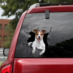 Jack Russell Terrier Dog Breeds Dogs Puppy Crack Window Decal Custom 3d Car Decal Vinyl Aesthetic Decal Funny Stickers Cute Gift Ideas Ae10688 Car Vinyl Decal Sticker Window Decals, Peel and Stick Wall Decals 18x18IN 2PCS