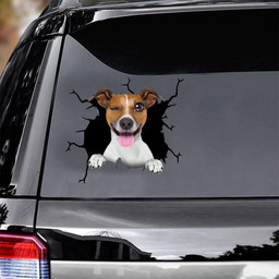 Jack Russell Terrier Dog Breeds Dogs Puppy Crack Window Decal Custom 3d Car Decal Vinyl Aesthetic Decal Funny Stickers Cute Gift Ideas Ae10696 Car Vinyl Decal Sticker Window Decals, Peel and Stick Wall Decals