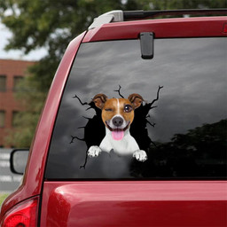 Jack Russell Terrier Dog Breeds Dogs Puppy Crack Window Decal Custom 3d Car Decal Vinyl Aesthetic Decal Funny Stickers Cute Gift Ideas Ae10696 Car Vinyl Decal Sticker Window Decals, Peel and Stick Wall Decals 18x18IN 2PCS