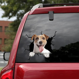 Jack Russell Terrier Dog Breeds Dogs Puppy Crack Window Decal Custom 3d Car Decal Vinyl Aesthetic Decal Funny Stickers Cute Gift Ideas Ae10690 Car Vinyl Decal Sticker Window Decals, Peel and Stick Wall Decals 18x18IN 2PCS