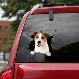 Jack Russell Terrier Dog Breeds Dogs Puppy Crack Window Decal Custom 3d Car Decal Vinyl Aesthetic Decal Funny Stickers Cute Gift Ideas Ae10689 Car Vinyl Decal Sticker Window Decals, Peel and Stick Wall Decals 18x18IN 2PCS