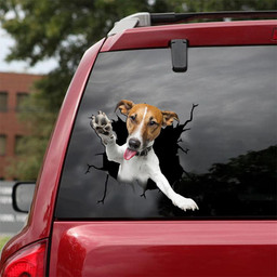 Jack Russell Terrier Dog Breeds Dogs Puppy Crack Window Decal Custom 3d Car Decal Vinyl Aesthetic Decal Funny Stickers Cute Gift Ideas Ae10697 Car Vinyl Decal Sticker Window Decals, Peel and Stick Wall Decals 18x18IN 2PCS