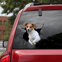 Jack Russell Crack Window Decal Custom 3d Car Decal Vinyl Aesthetic Decal Funny Stickers Cute Gift Ideas Ae10685 Car Vinyl Decal Sticker Window Decals, Peel and Stick Wall Decals 18x18IN 2PCS