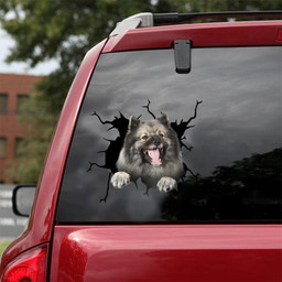 Keeshond Crack Window Decal Custom 3d Car Decal Vinyl Aesthetic Decal Funny Stickers Home Decor Gift Ideas Car Vinyl Decal Sticker Window Decals, Peel and Stick Wall Decals 18x18IN 2PCS