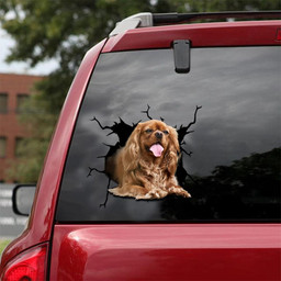 King Charles Spaniel Crack Window Decal Custom 3d Car Decal Vinyl Aesthetic Decal Funny Stickers Cute Gift Ideas Ae10707 Car Vinyl Decal Sticker Window Decals, Peel and Stick Wall Decals 18x18IN 2PCS